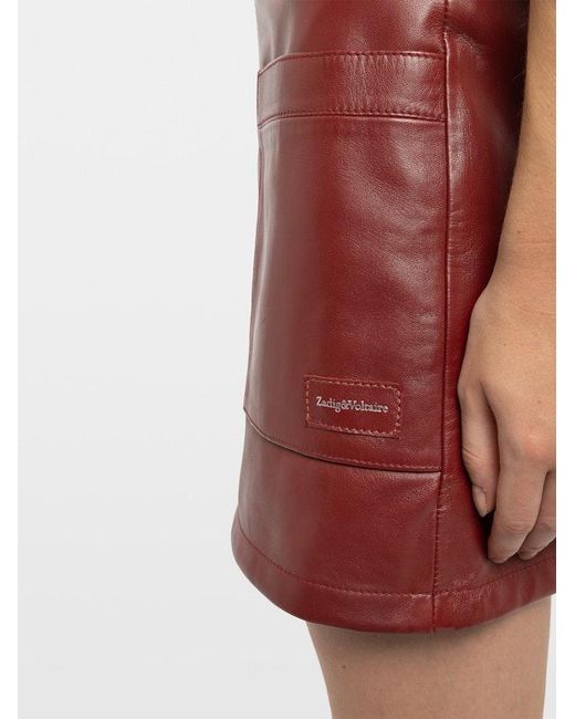 Zadig & Voltaire Red Jaime Leather Skirt