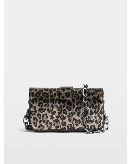 Zadig & Voltaire Black Kate Wallet Metal Leopard Bag
