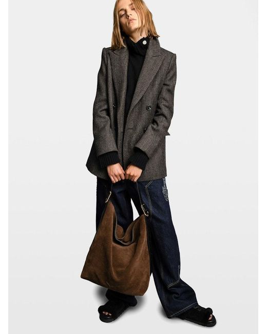 Zadig & Voltaire Black Jane Hobo Xl Suede Bag