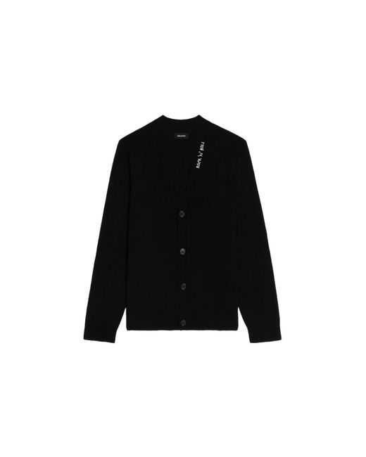Zadig & Voltaire Black Remi Cardigan 100% Merino Wool for men