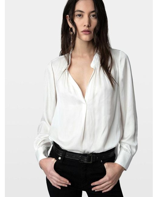 Zadig & Voltaire White Tink Satin Blouse