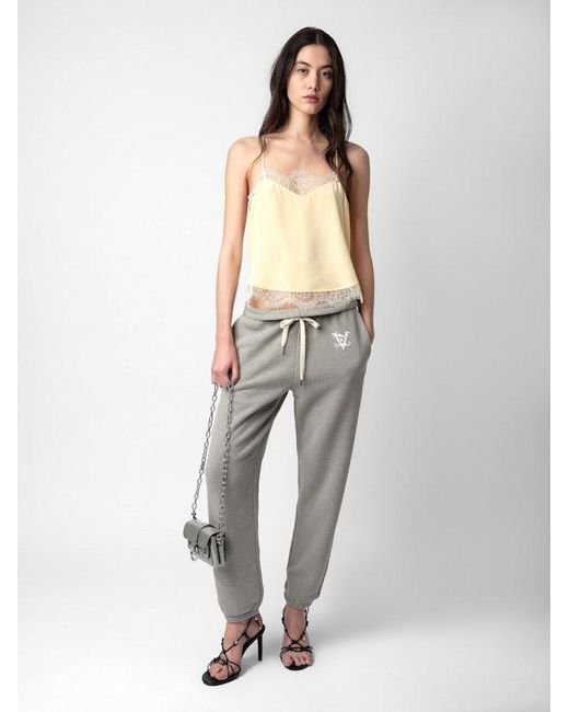 Zadig & Voltaire Gray Sofia Logo-Print Organic-Cotton Jogging Bottoms