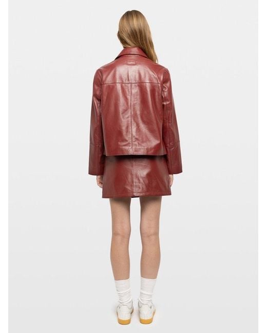 Zadig & Voltaire Red Lessa Leather Jacket