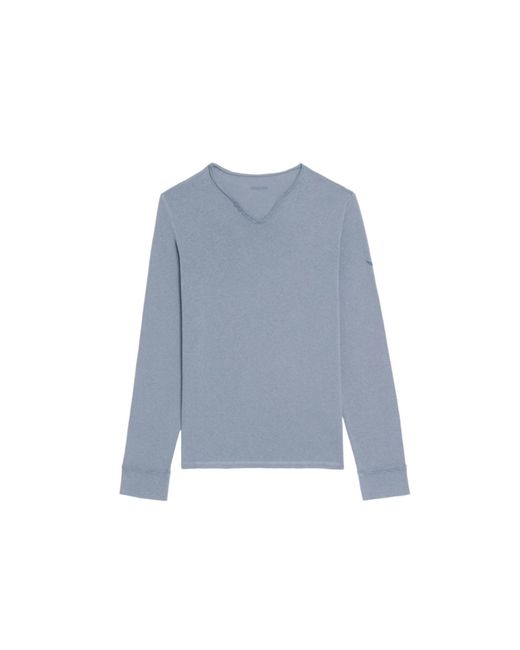 Zadig & Voltaire Blue Henley T-Shirt Monastir for men