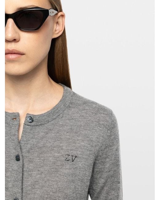 Zadig & Voltaire Gray Missya Cardigan 100% Cashmere