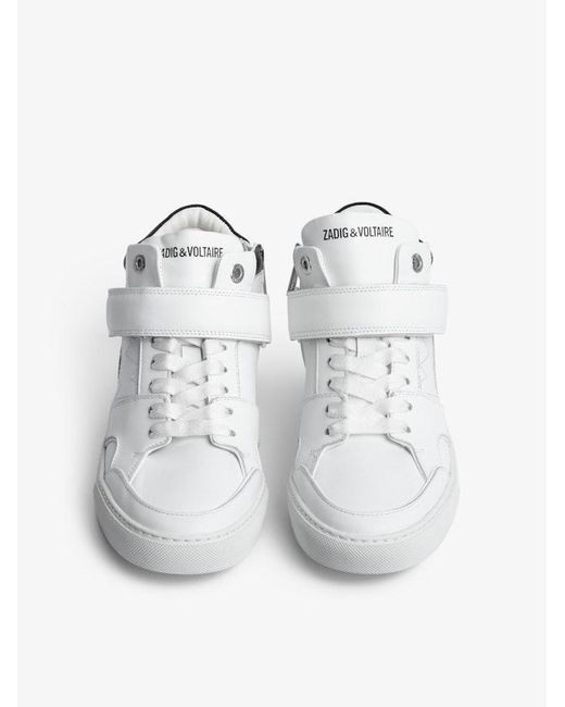 Zadig & Voltaire White Zv1747 Mid Flash Leather High-top Trainers