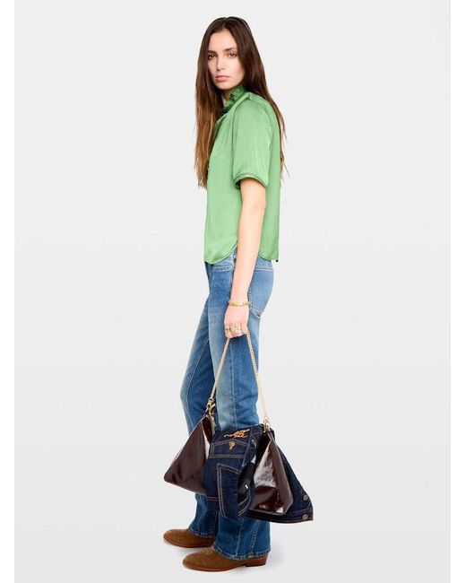 Zadig & Voltaire Green Topher Satin Top