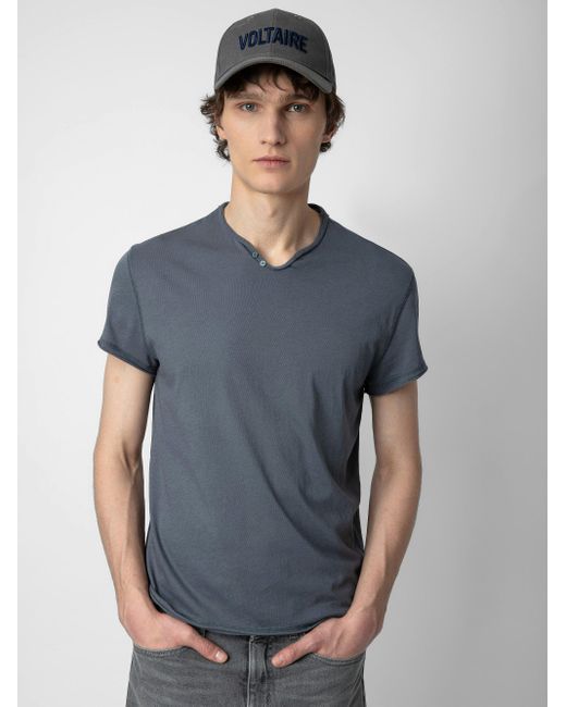 Zadig & Voltaire Gray Monasti Arrow Henley T-shirt for men