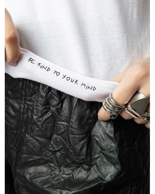 Zadig & Voltaire White Tuni Diamante Wings Henley T-shirt