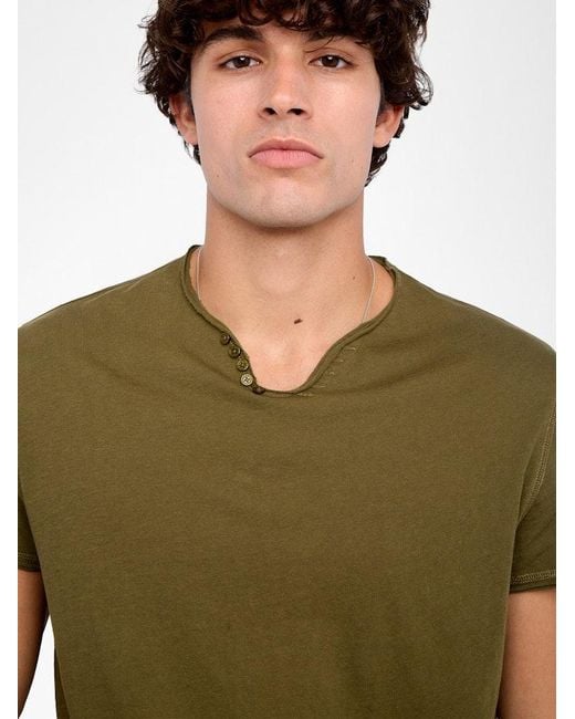 Zadig & Voltaire Green Monsatir Henley T-Shirt for men