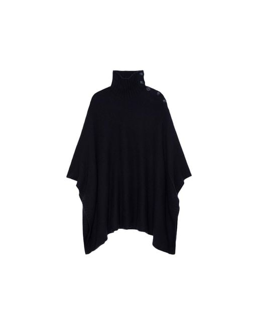 Zadig & Voltaire Black Palma Poncho 100% Cashmere