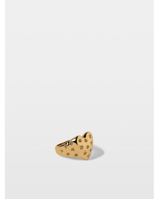 Zadig & Voltaire Metallic Heartbreaker Over Strass Ring