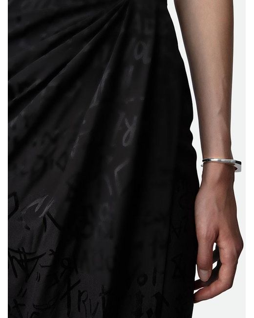 Zadig & Voltaire Black Jamelia Logo Text-Print Silk Midi Skirt