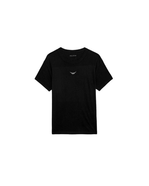 Zadig & Voltaire Black Marta Diamante Wings T-shirt