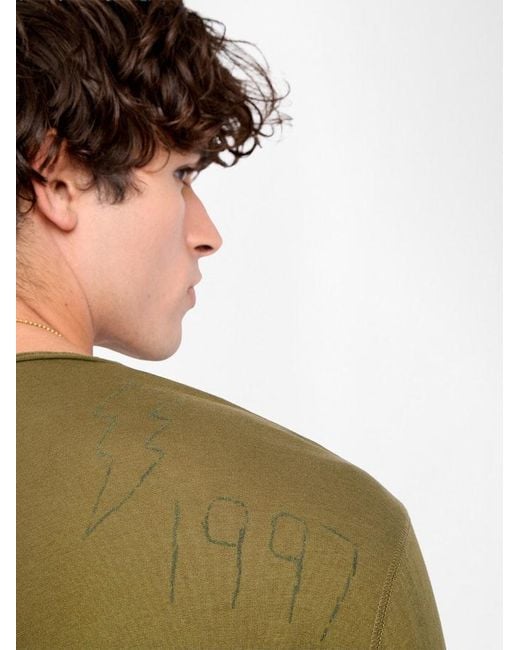 Zadig & Voltaire Green Monsatir Henley T-Shirt for men