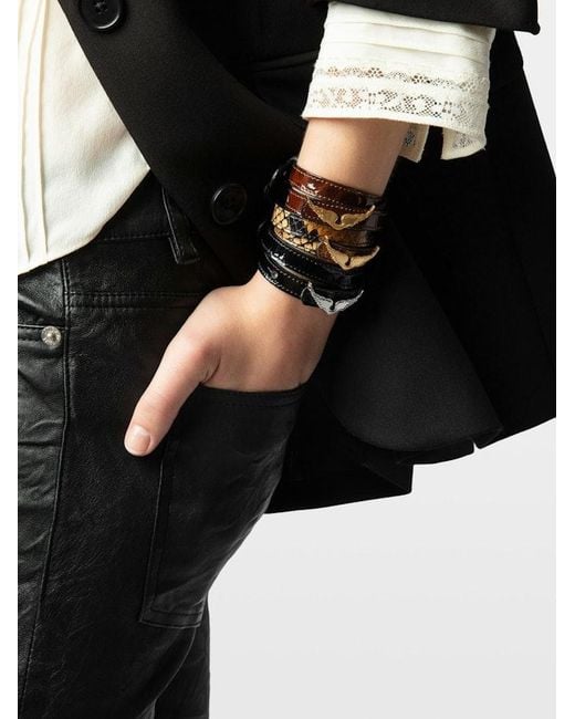Zadig & Voltaire Black Bracelet Rock Croco