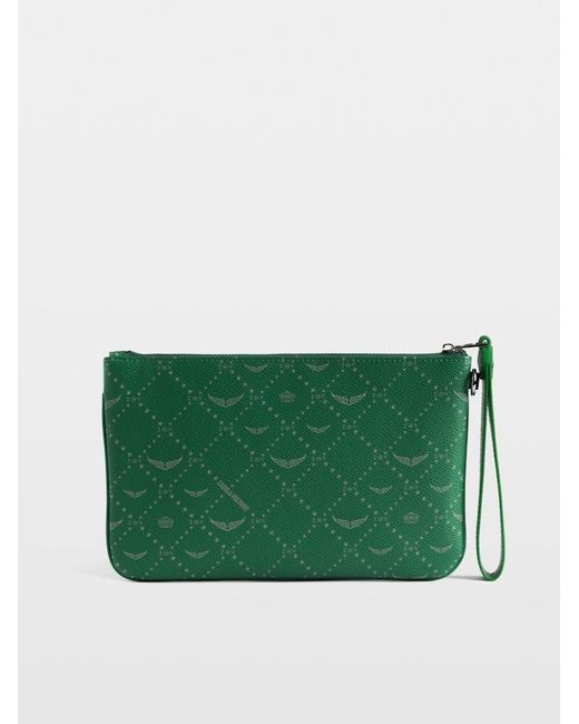 Zadig & Voltaire Green Z Pouch Monogram Tag Clutch