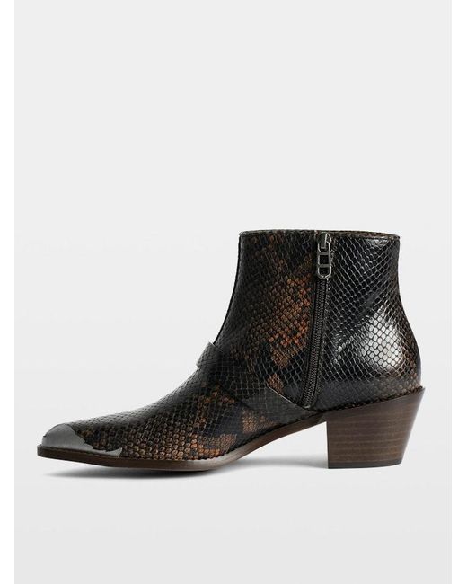 Zadig & Voltaire Black Tylow Wild Mirror Ankle Boots