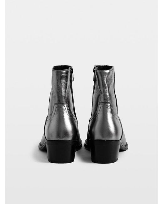 Zadig & Voltaire Gray Tex Low Vintage Metal Boots