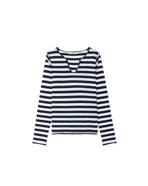 Zadig & Voltaire Blue Henley T-Shirt
