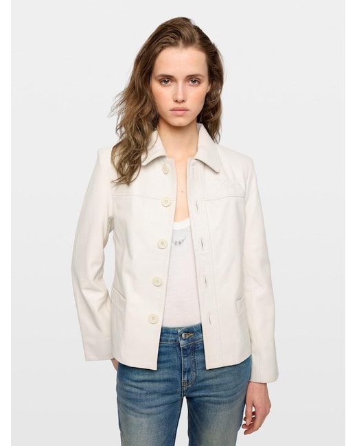 Zadig & Voltaire White Liamys Leather Jacket