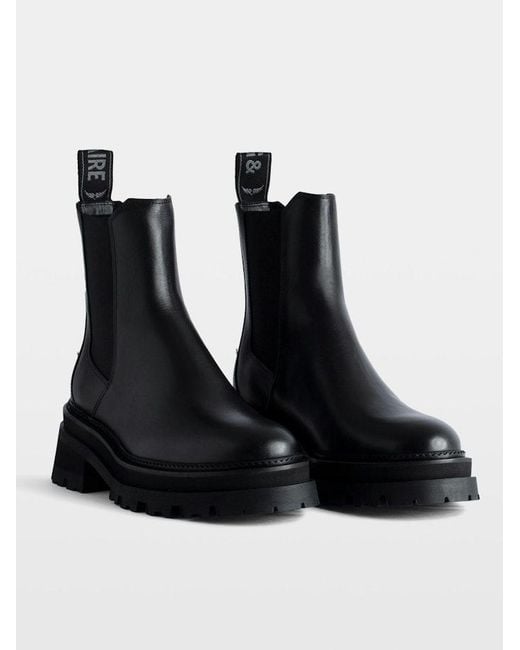 Zadig & Voltaire Black Ride Logo-Plaque Leather Chelsea Boots