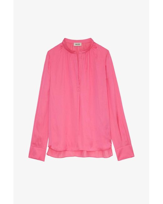 Zadig & Voltaire Pink Tink Emerald Satin Blouse