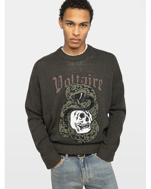 Zadig & Voltaire Green Marko Jumper 100% Merino Wool for men