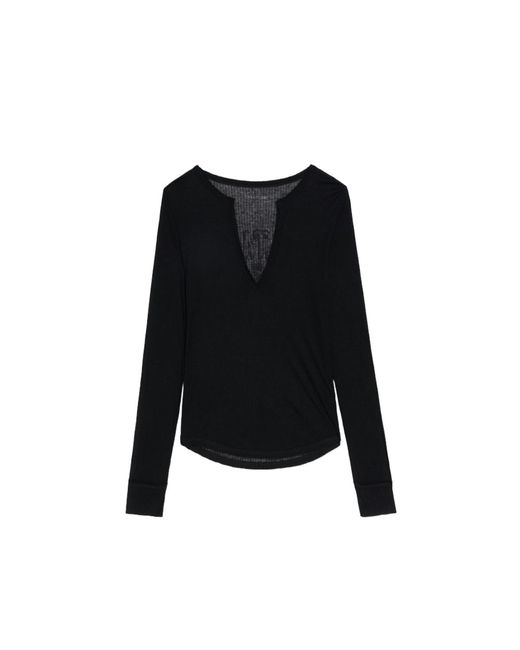 Zadig & Voltaire Black Henley T-Shirt Tani