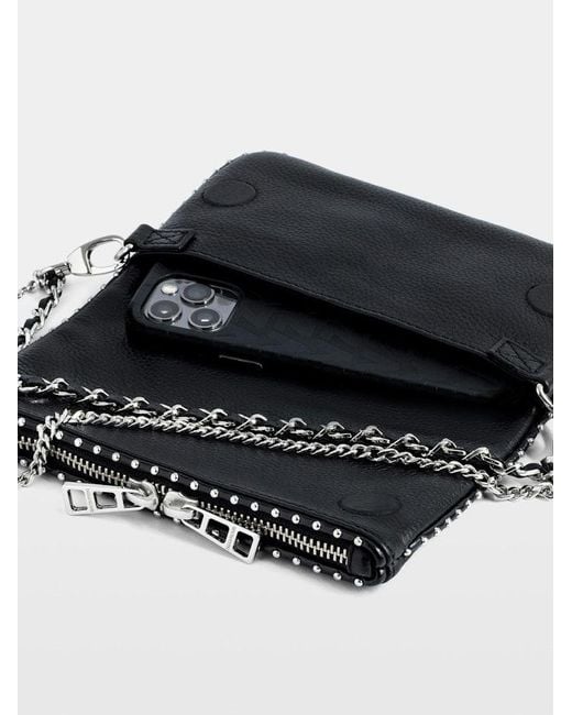 Zadig & Voltaire Black Rock Nano Studded Suede Clutch Bag