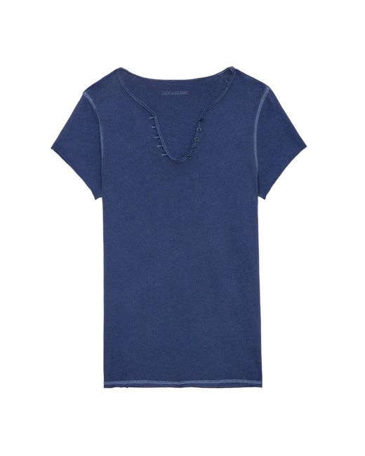 Zadig & Voltaire Blue Peace & Love Wings Henley T-shirt