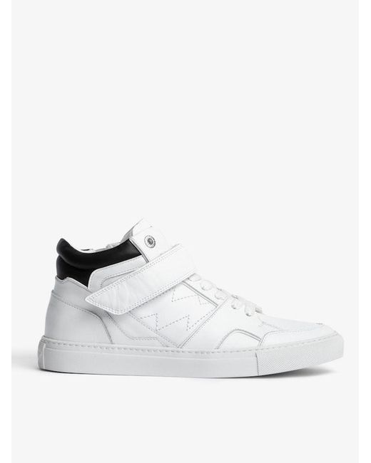 Zadig & Voltaire White Zv1747 Mid Flash Leather High-top Trainers
