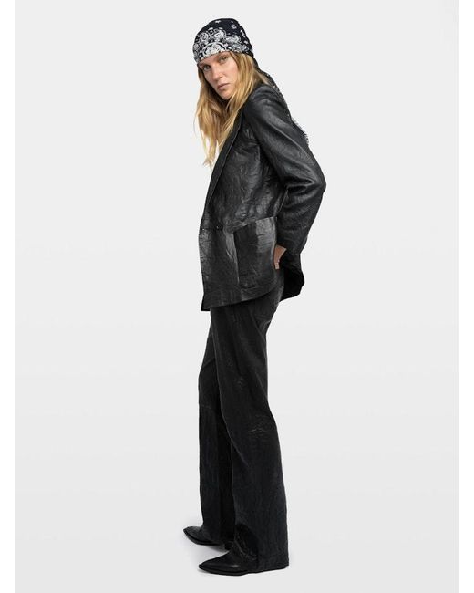 Zadig & Voltaire Black Volta Crinkled Leather Blazer