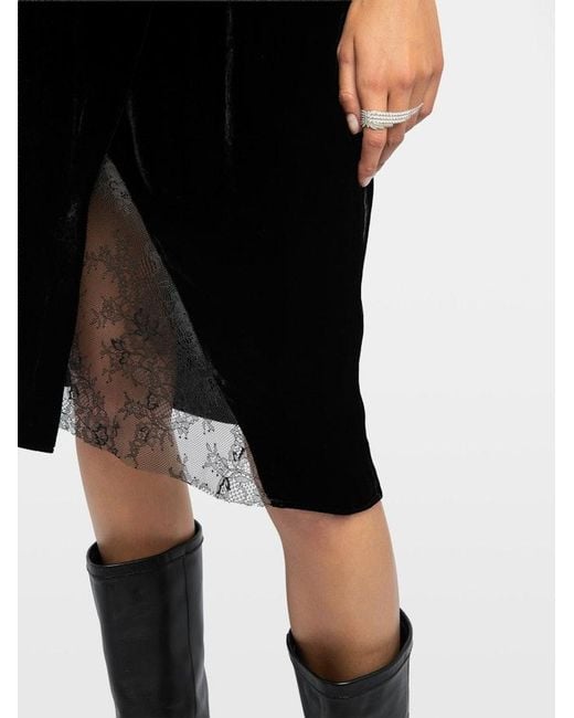 Zadig & Voltaire Black Julen Velvet Skirt