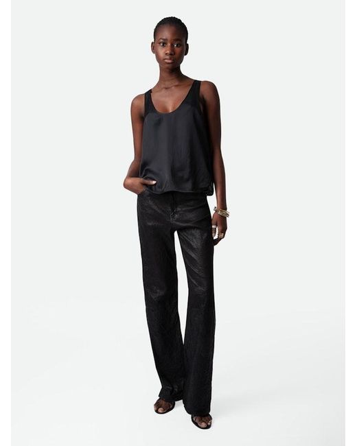 Zadig & Voltaire Black Carys Satin Top