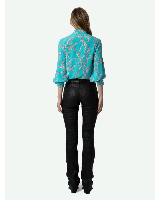 Zadig & Voltaire Blue Tuile Silk Blouse