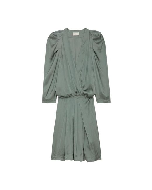 Zadig & Voltaire Green Dress Ruz Satin