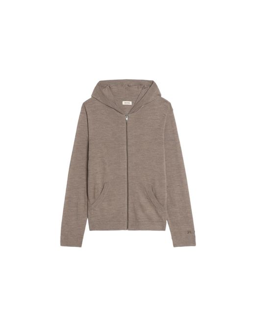 Zadig & Voltaire Brown Clash 100% Wool Cardigan for men