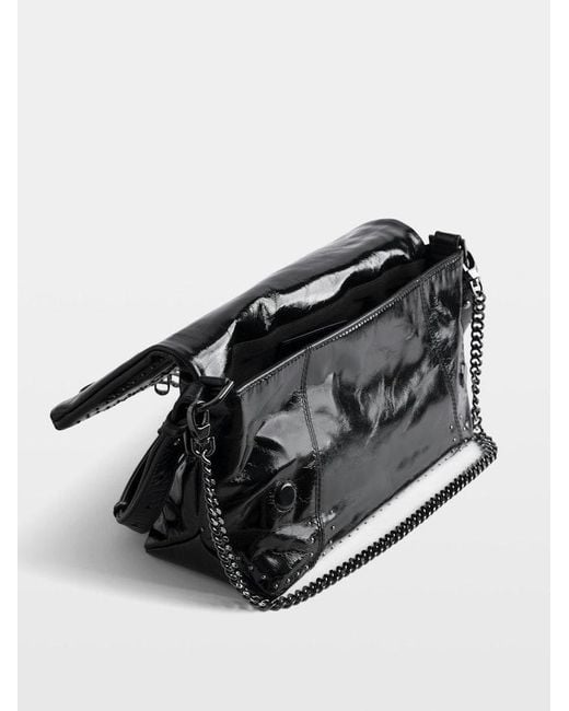 Zadig & Voltaire Black Rocky Ii Vintage Patent Studs Bag