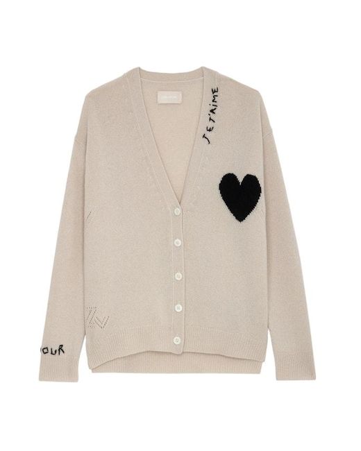 Zadig & Voltaire White Mirka Cardigan 100% Cashmere