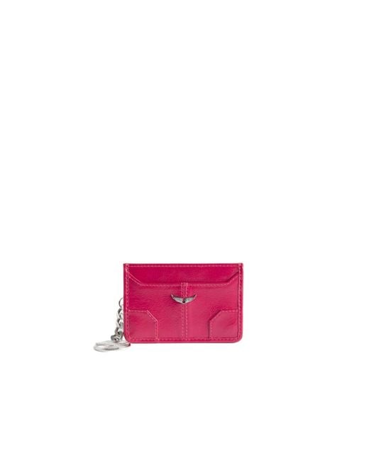 Zadig & Voltaire Pink Sunny Pass Vintage Patent Card Holder