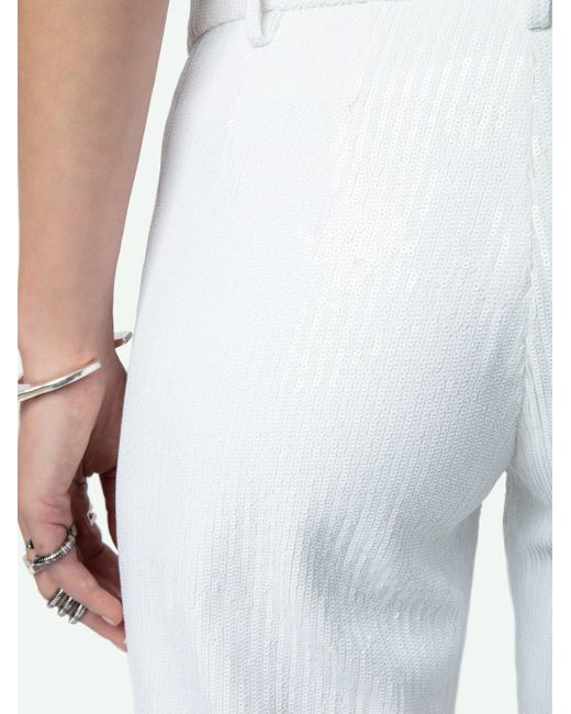 Zadig & Voltaire White Prune Sequin Trousers