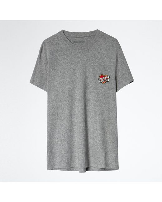 T-shirt zoe small heart iconics Zadig & Voltaire en coloris Gray