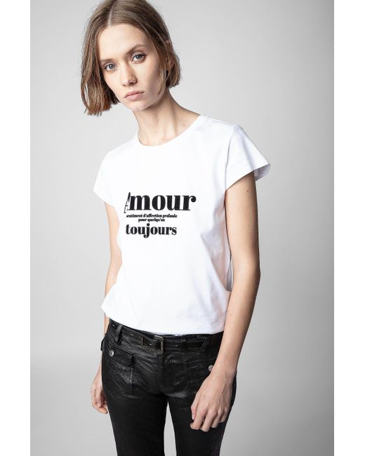 Zadig & Voltaire Skinny Amour Toujours T-shirt in White | Lyst
