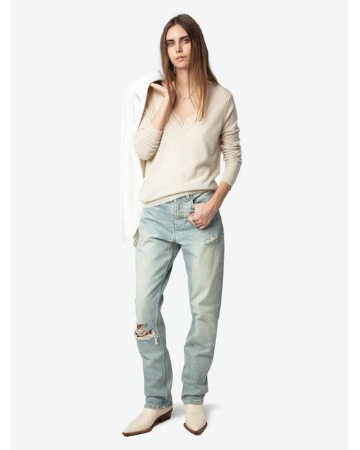 Zadig & Voltaire White Rivy Jumper 100% Cashmere