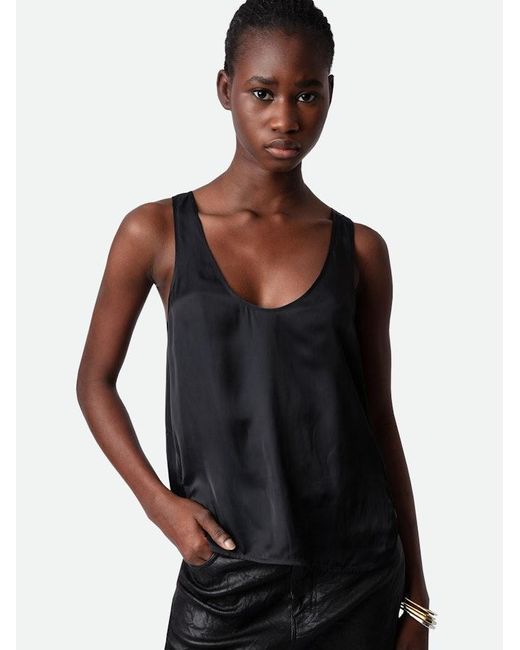 Zadig & Voltaire Black Carys Satin Top
