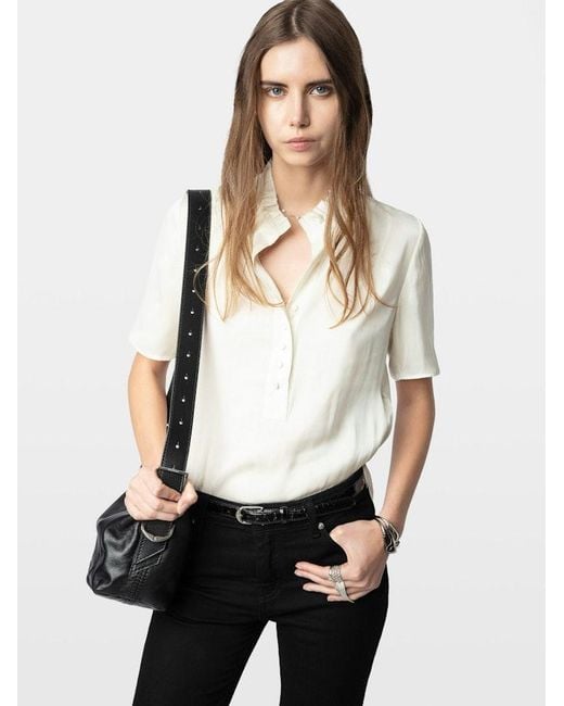 Zadig & Voltaire White Topher Satin Top
