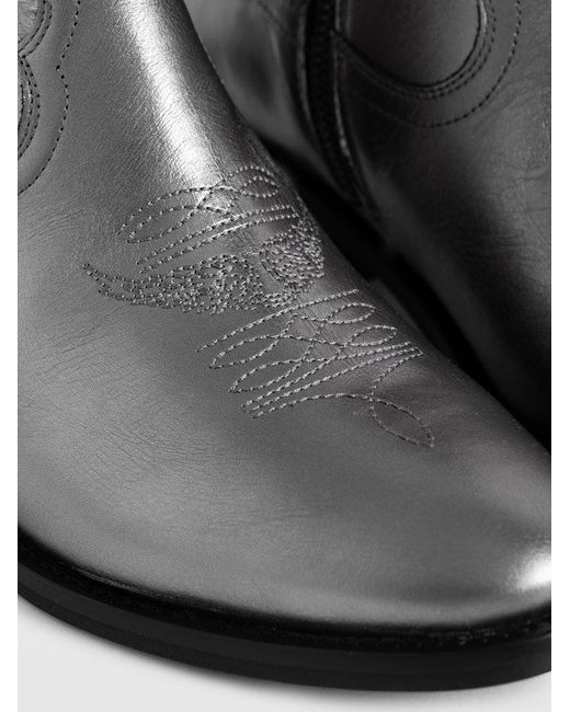 Zadig & Voltaire Gray Tex Low Vintage Metal Boots