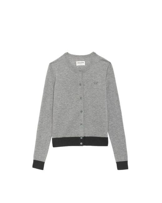 Zadig & Voltaire Gray Missya Cardigan 100% Cashmere