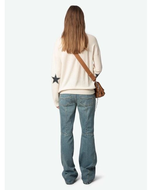 Zadig & Voltaire White Cici Patch Cashmere Sweater